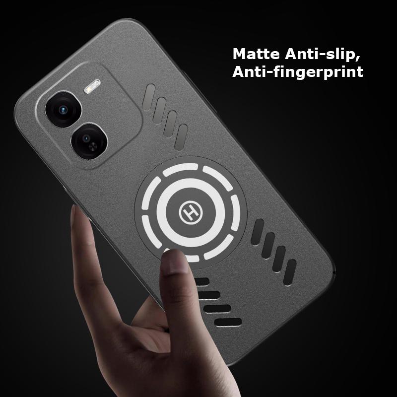 For Vivo iQOO Z9 Z9X Turbo Rock Sand Ice Magnetic Heat Dissipation Matte Anti-fingerprint PC Case Breathable Cooling Cover Shell