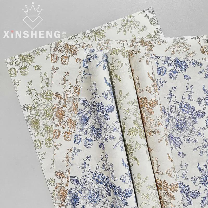 Xinrui Retro Floral Printed Waterproof Wrapping Paper for Flower Bouquets