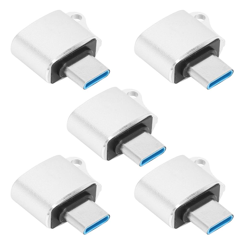 5Pcs TypeC Male to USB2.0 OTG Adapter Portable Data Converter Computer Accessory(Silver )