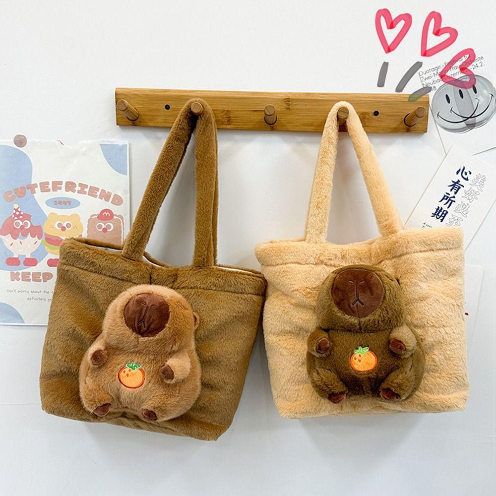 Korean Style Plush  Doll Tote Bag Large Capacity Fluffy Shoulder Bag Fashion Kid Schoolbag  Travel