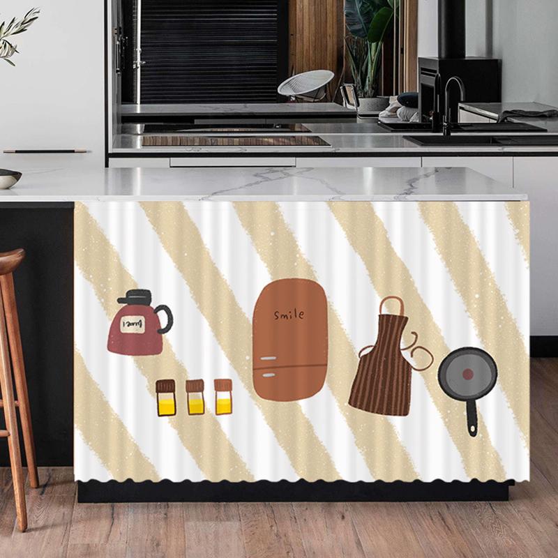 Cartoon Kitchen Dustproof Half-curtain  Self-adhesive Cupboard Curtain Kitchen Cabinet Coverings Cloth Decorative Short Curtains