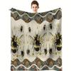 Bee Themed Art Digital Printing Throw Blanket - Cute Insect Motif Soft Lightweight Accent for Sofa Bed Travel Office