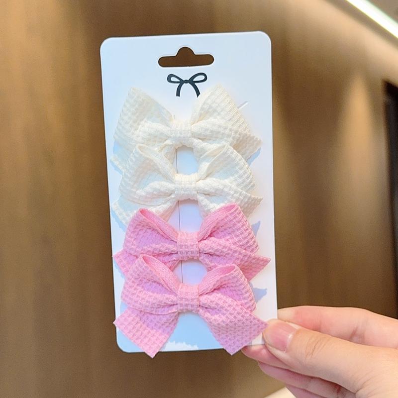 4/6/10Pcs Soft Cotton Bow Hairpin Girl Sweet Design Hairpin Color Block Delicate Hairgripe Barrettes Kawaii Child Accessories