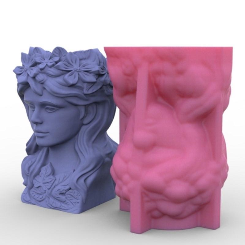Soft Silicone Mold Handmade Cement Molds Girl Shape Flowerpot Moulds Durable Mold Perfect for Beginners and Craft Lovers