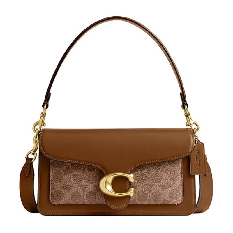 

COACH Tabby 26 Signature Hardware Magnetic Closure Calf Leather Crossbody Shoulder Bag Medium Women s Brown золотий