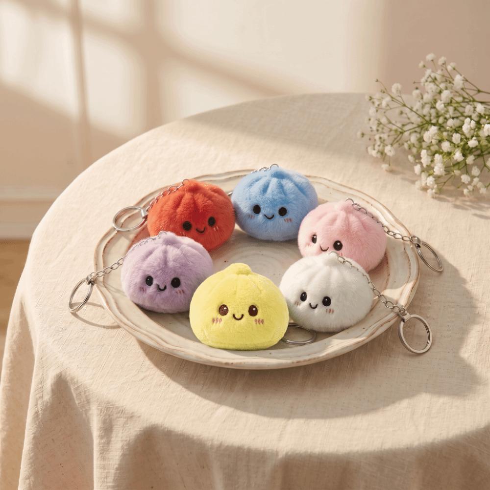 Soft Fluffy Plush Squishy Keychain Plush Steamed Buns Keyring Party Gifts