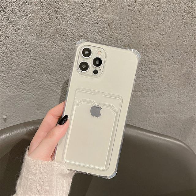 7 Colors Transparent Card Slot Soft Phone Case For Iphone 14 12 11 13 Pro Max Mini Xr X Xs 7 8 Plus Airbag Shockproof Cover