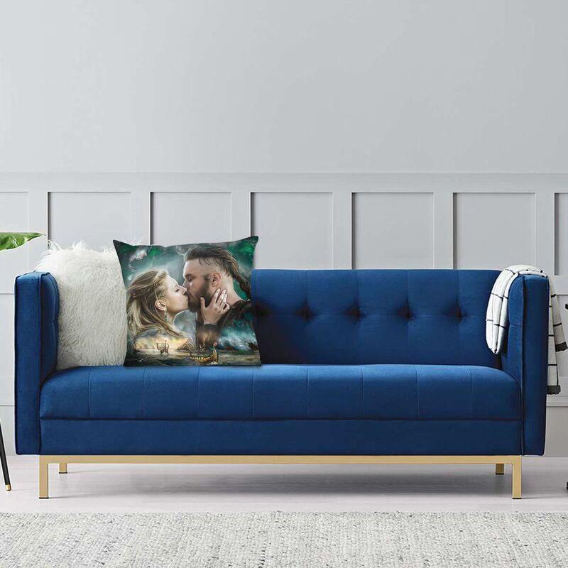 Vikings Lagertha Ragnar Lothbrok Sofa Cushion Cover Velvet Norse Valhalla Warrior Pillow Case Living Room Decoration Pillowcase