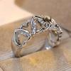 Sparkling Zircon Inlaid Heart-shaped Spliced Women's Ring, Suitable for Brides' Engagement, Wedding Parties, Jewelry Gifts