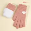 Knitted gloves, women's autumn and winter warm outdoor cycling cold-proof double-layer velvet thickened, touch screen gloves