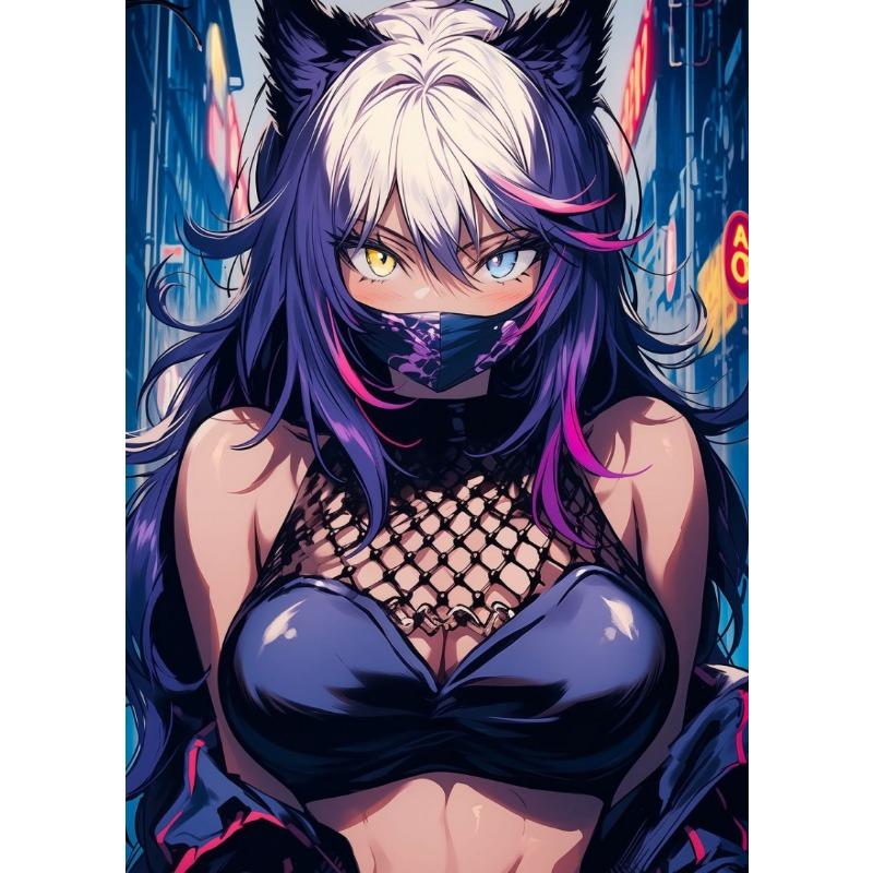 Cute Anime Girl Cat Ear Cool Girl Sexy Modern Fashion Poster Canvas Paintings Wall Art Pictures Playroom Home Decor