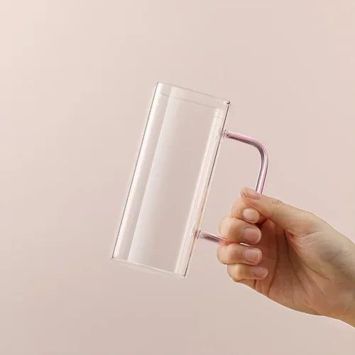 400ml Square Glass Mug Breakfast Milk Coffee Cup Microwave Safe Transparent Party Beer Mug Coffee Mug Drinkware Glass