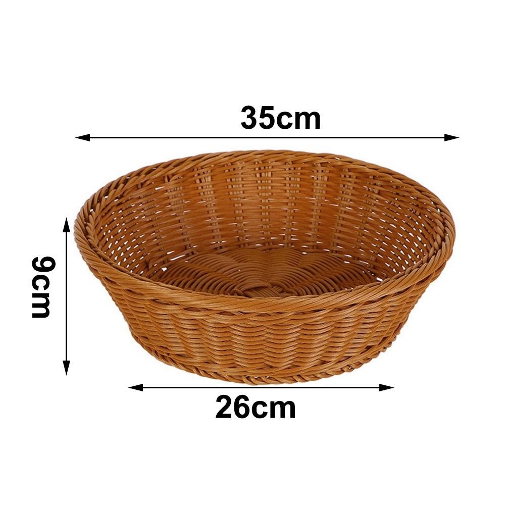 Hand-Woven Imitation Rattan Basket Round Food Storage Basket Practical Storage Box  Kitchen