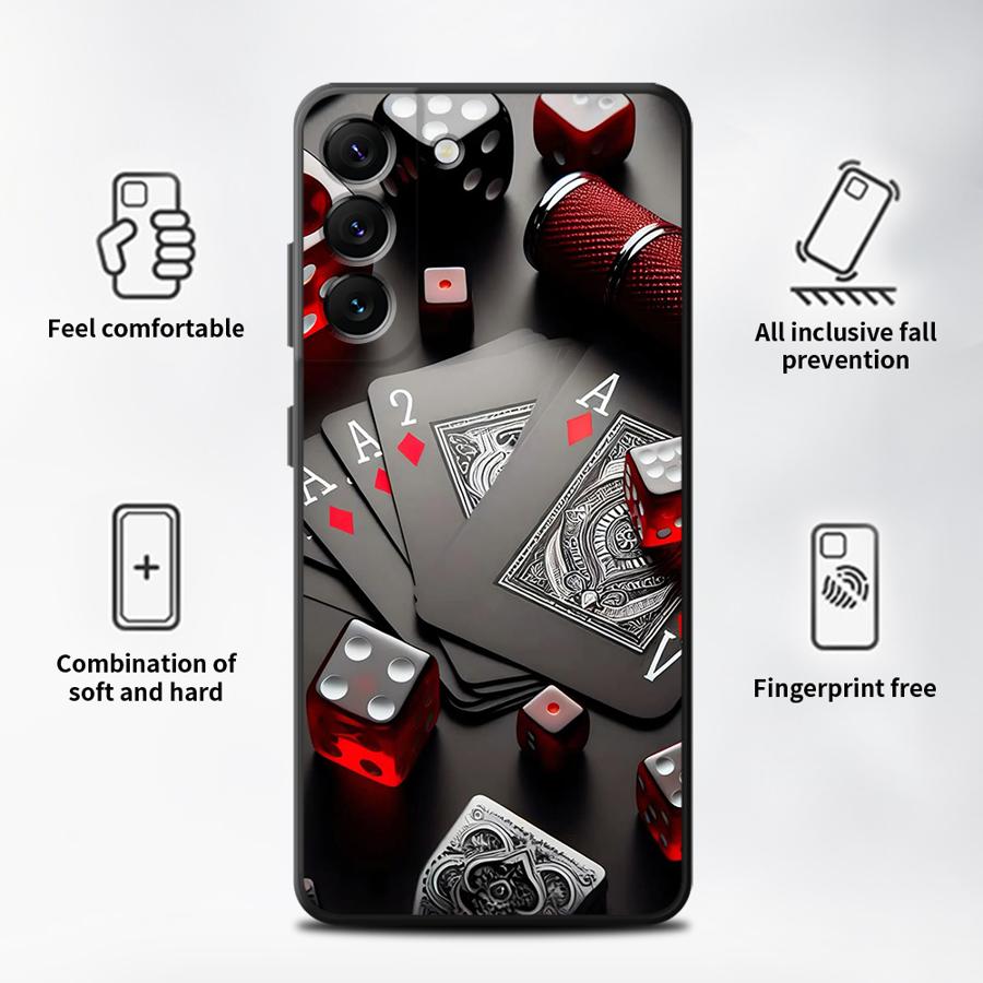 Poker Cards And Dice Phone Case for Samsung Galaxy A20s A50s A70s A03s A04s A04e A05s A12 A13 A14 A15 A16 Soft case