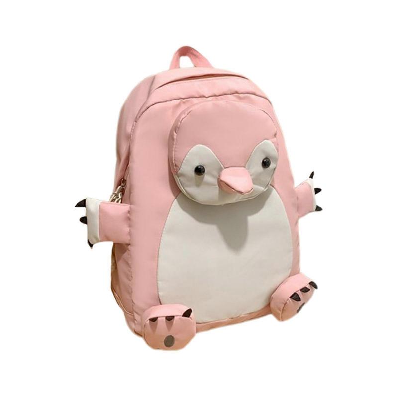 School Backpack Casual Nylon School Bag for Women Men Cute Cartoon Laptop Backpack Female Book Bag Student Bags  Pink