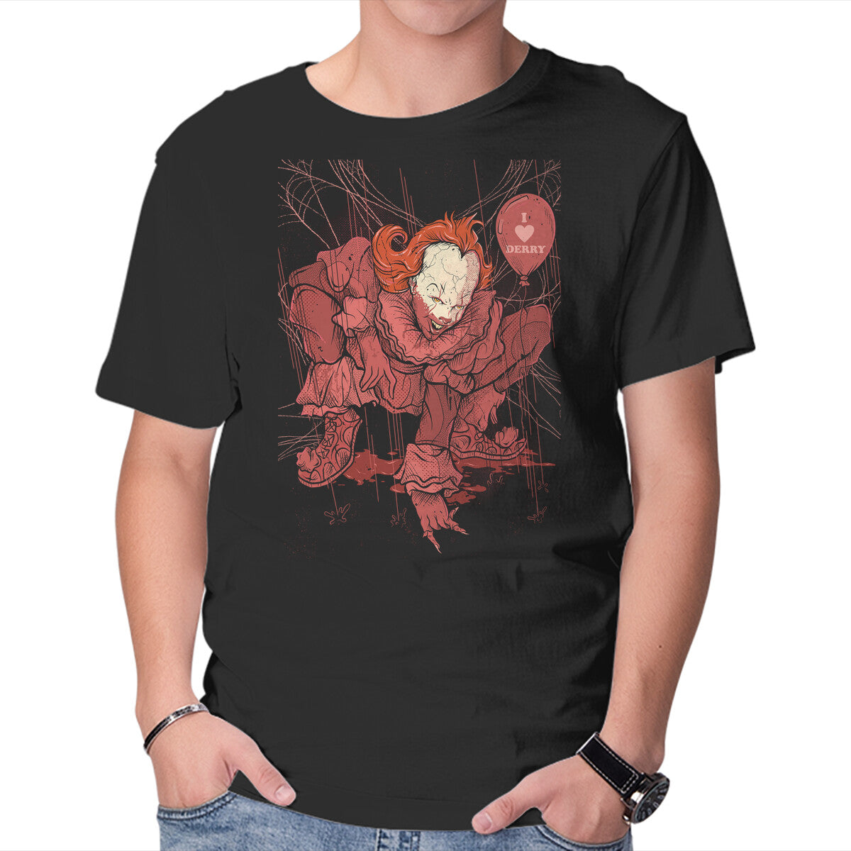 Unisex Crew Neck T-Shirt Blood Spider Graphic Short Sleeve Casual Tee L