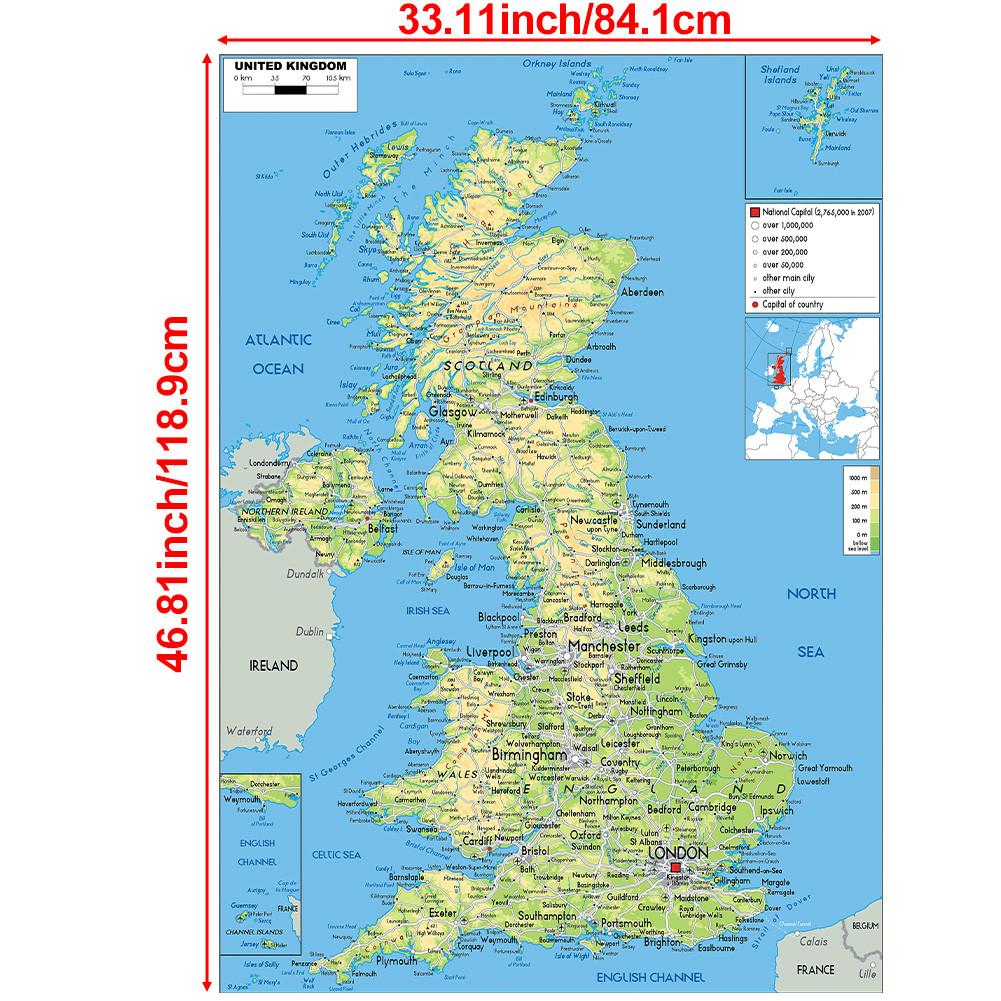Vereinigtes Königreich Karte Poster UK Autobahn Route Wandkunst Dekor für Büro Schule Zuhause Dekorative Hängendes Bild Geschenk Reise Werkzeuge