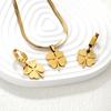Luxury Fashion Clover Earrings And Necklace Jewelry Set Elegant Earring Gift Box