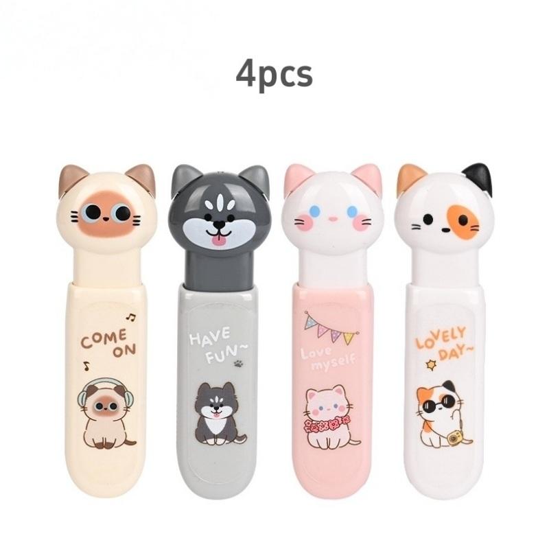1/4pcs Lovely Cat Correction Tape Cute Cartoon Kitty Press Function Correcting Tapes Office School A3168