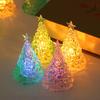 Mini Christmas Tree Night Light Transparent Acrylic Luminous Desktop Decor Small Gift Home Decoration