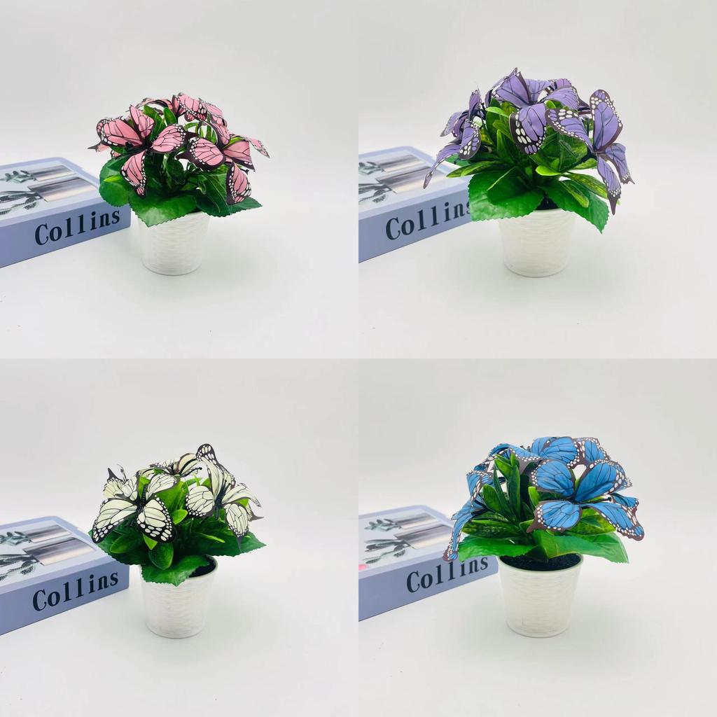 Butterfly Artificial Flower Pot For Home Decor And Photography Props