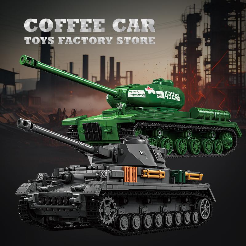Ungiftiger Neuer Schwerer Panzer Bausteine Is-2 Klassische Serie Moc Steine T34-85 Mittlerer Panzer Modell Ww2 Gepanzerter Wagen Spielzeug Erwachsener Kinder Geschenk