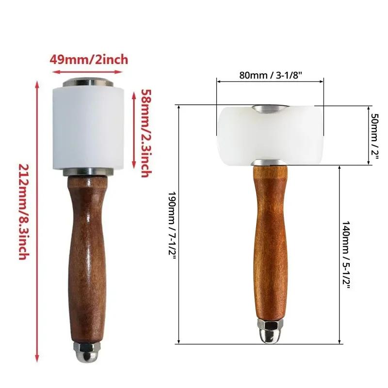 Nylon Material Hammer Tool with Wood Handle Home Hand Tool Suit for Leather Arts Crafts Carving Tools Supplies