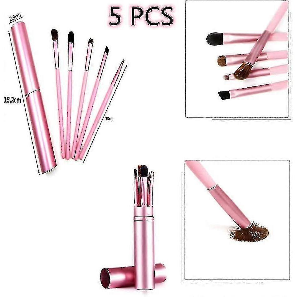 Mini Portable Telescopic 5 Eye Brushes Complete Set of Eye Shadow Eye Brushes for Beginners