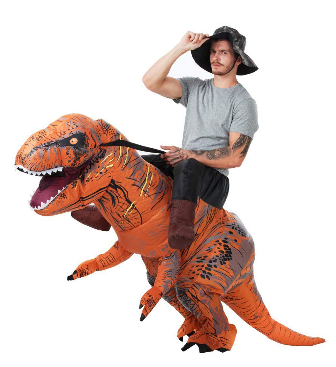 

Косплей динозавра Bohuiteng Динозавр Кигуруми Райдер Взрослый Унисекс Монстр Надувной костюм Набор для вечеринок Костюм до пояса, Наряд, (красный)