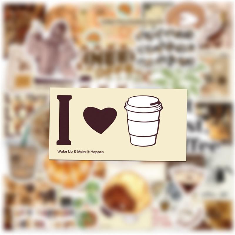 10/30/50PCS Vintage INS Coffee PVC Sticky Sticker Aesthetic DIY Decoration Scrapbooking Hand Accounting Supplies