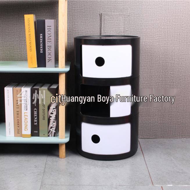 Compact Modern Round Bedside Table with Multifunctional Storage