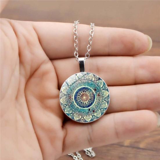 Mandala Jewelry Set Flower Pattern Meaningful Wear-resistant Mandala Necklace and Earrings Set Birthday Valentine Friendship Gift