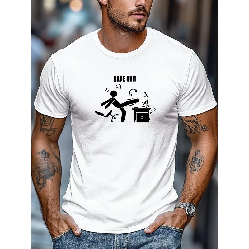 Men S RAGE QUIT Graphic Summer Casual Short-Sleeve T-Shirt S