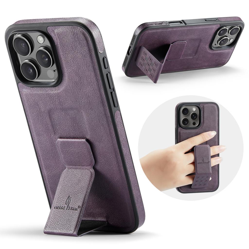 Luxury Foldable Leather Case For iPhone 16 Pro Max 15 Plus 14 13 12 invisable Wristband Magnetic Business Hand Grip Stand Cover