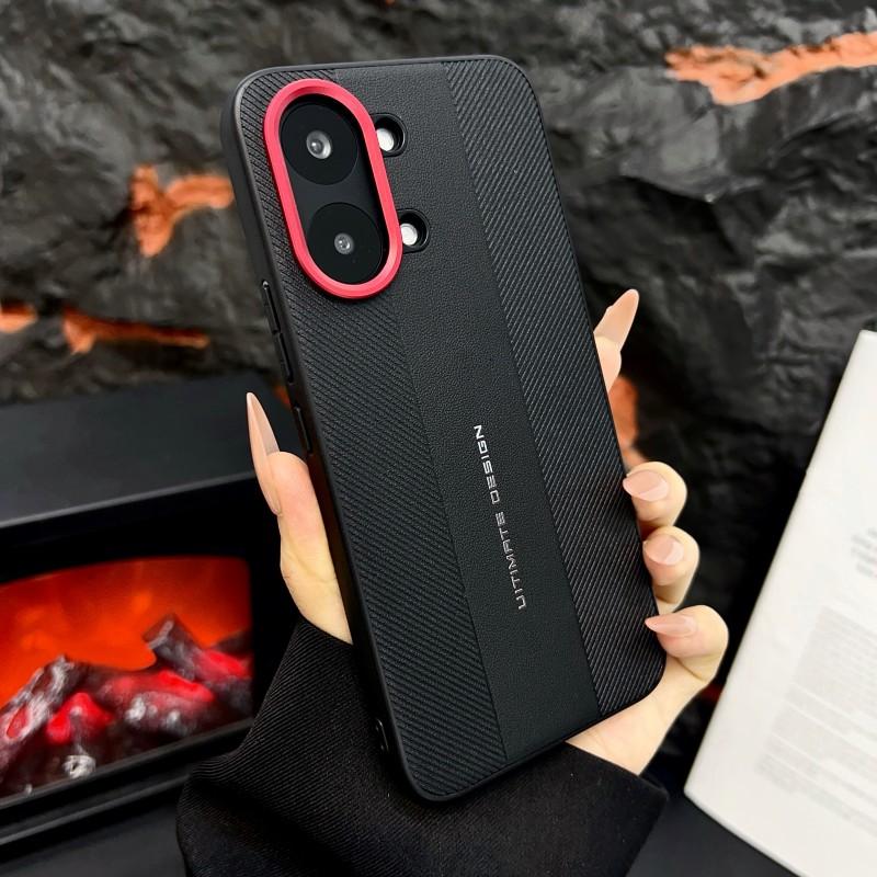 For POCO X8 Pro X8 ProMax leather texture solid color red lens ring shockproof and fingerprint-resistant phone case