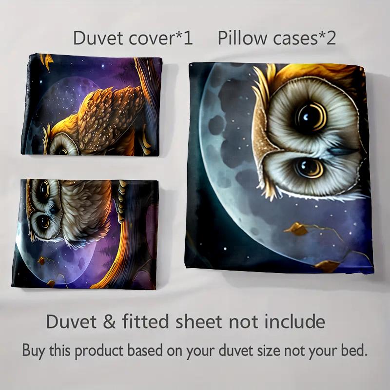 Owl moon artwork Bedding Duvet cover sets Duvet covers Pillowcases gifts (1 * Duvet Cover 2 * Pillowcases, without duvet insert)