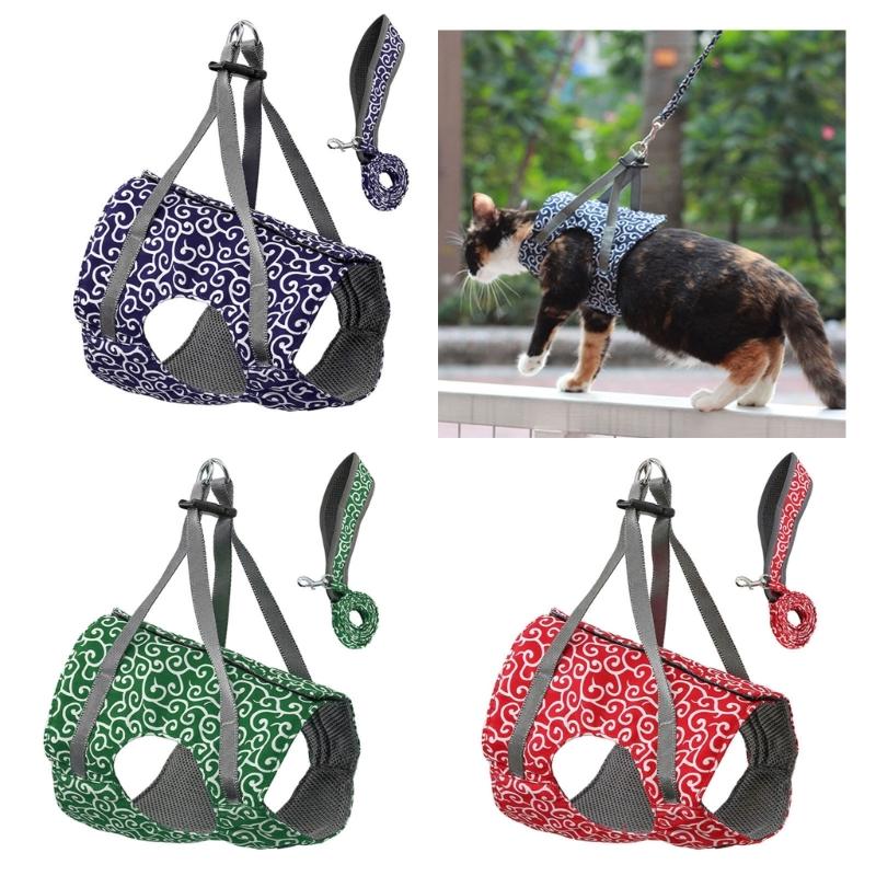 Adjustable Large Cats Vest Harness for Small Cats No Pull Design with Leash Breathable Vest Bright Color