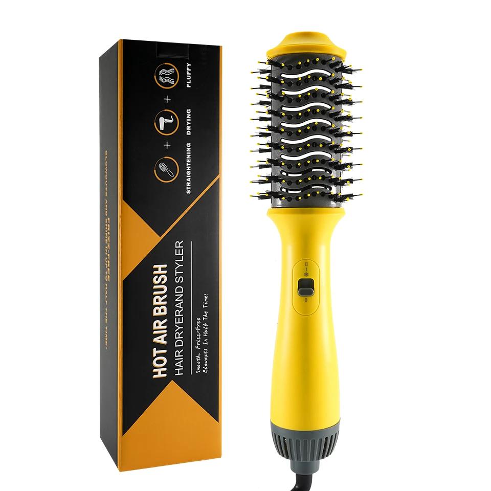 Hot Air Brush Multi-Function Hair Dryer Straightener Curler Comb One Step Professional Salon Hair Styler and Volumizer Ion Blow