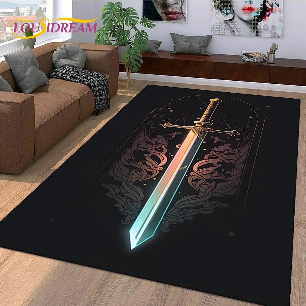 Knight Templar Cavalier Crusaders Cartoon Carpet Rug for Bedroom Living Room Home Sofa Decoration,Kid Game Large Decor Floor Mat