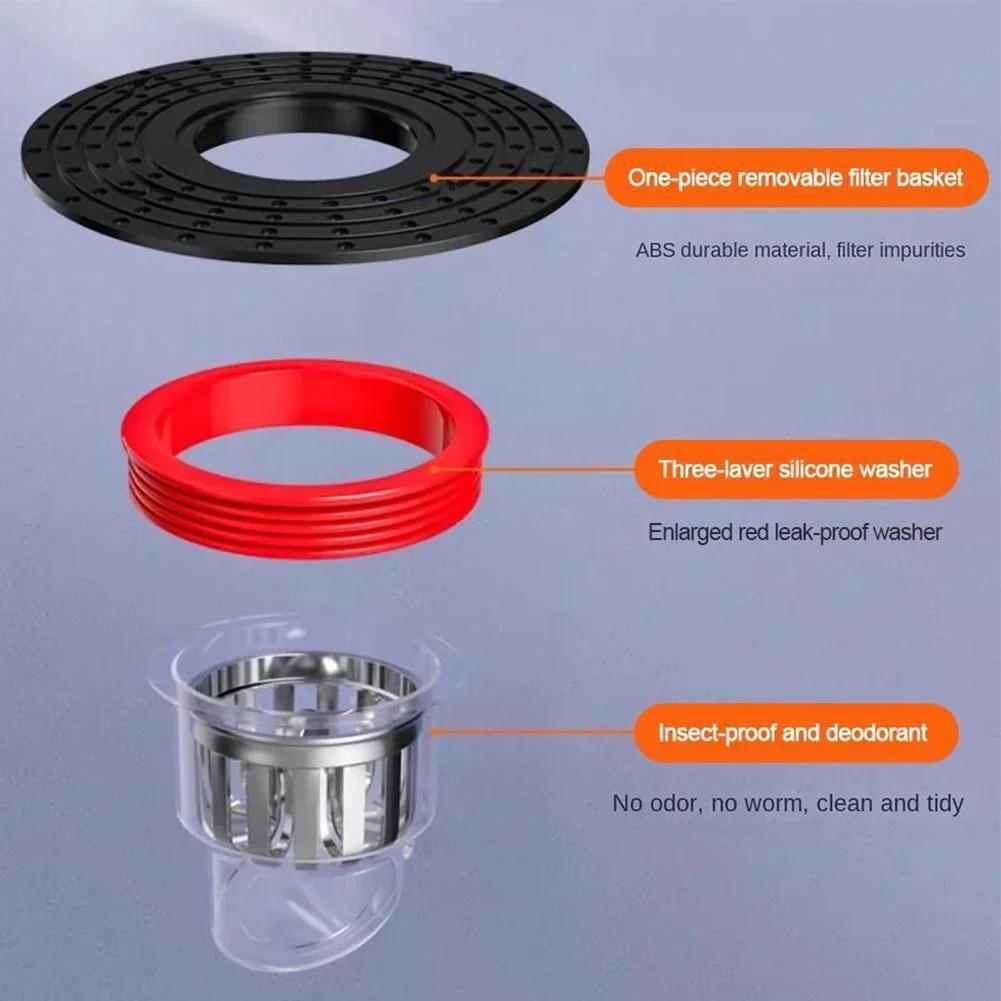 Bathroom Floor Drain Core Shower Floor Strainer Cover Toilet Sewer Anti-Odor Plug ABS Shower Hair Capture Anti-Clogging Drain
