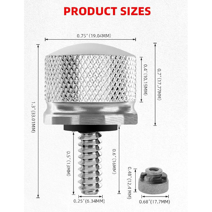 Amazicha Chrome Stainless Steel Seat Bolt Nut Kit Compatible for Harley Davidson 1996-2024