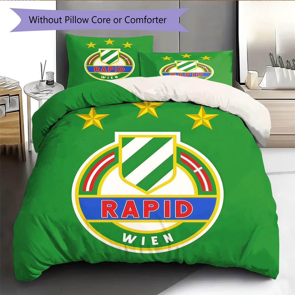 SK Rapid Wien Pattern Bedding Quilt Set Home Decoration Gift (1 * Duvet Cover + 2 * Pillowcase Without Core)