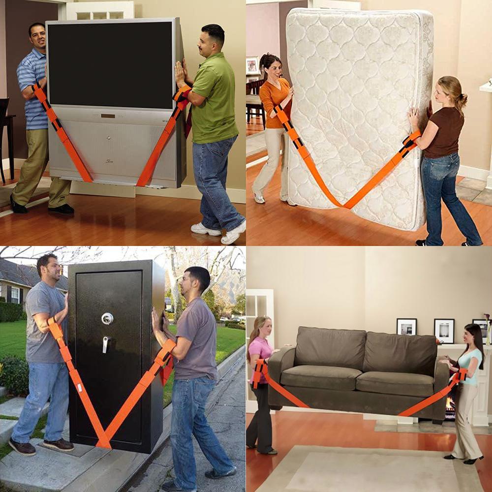 1/2PC Furniture Electrical Handling Straps Labor-saving Lift Straps for Carrying Heavy Objects Reusable Move Carrying Strap Tool
