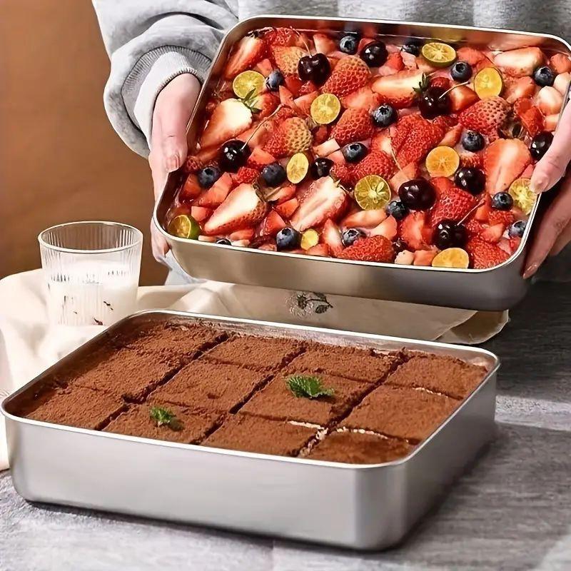 Stainless Steel Tiramisu Mold Cake Tray Cake Shaping Container With Lid Cake Preservation Box Household Dessert Baking Tools