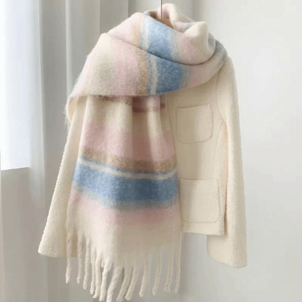 Tassel Winter Cashmere Scarves Mohair Neck Warmer Elegant Long Shawl  Girl