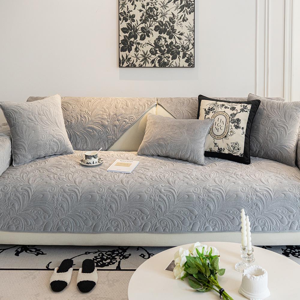 Cojín de Sofá de Terciopelo Cristal de Invierno Nuevo Estilo Crema Francés Claro Funda Funda Paño Cojín de Sofá de Cuero