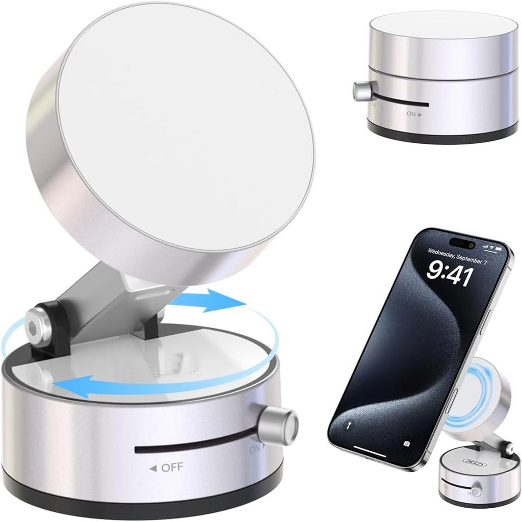 Verbesserte 360° Vakuum-Magnet-Handyhalterung Magnetische Auto-Handyhalterung, Freisprech-Saugnapf-Handyhalter für Auto/Fitnessstudio/Spiegel