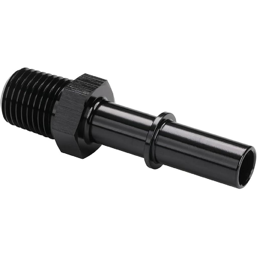 1/4 NPT Male to 3/8" SAE Quick Disconnect Male Push On EFI Fuel Fitting Adapter Straight Aluminum Black