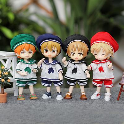 Ob11 Panenka Námořnické Oblečení Uniforma Set Panenka Námořnický Oblek Panenka Klobouk Košile Šortky Pro P9, 1/12 Bjd, Cu-Poche,Gsc, Molly Panenka