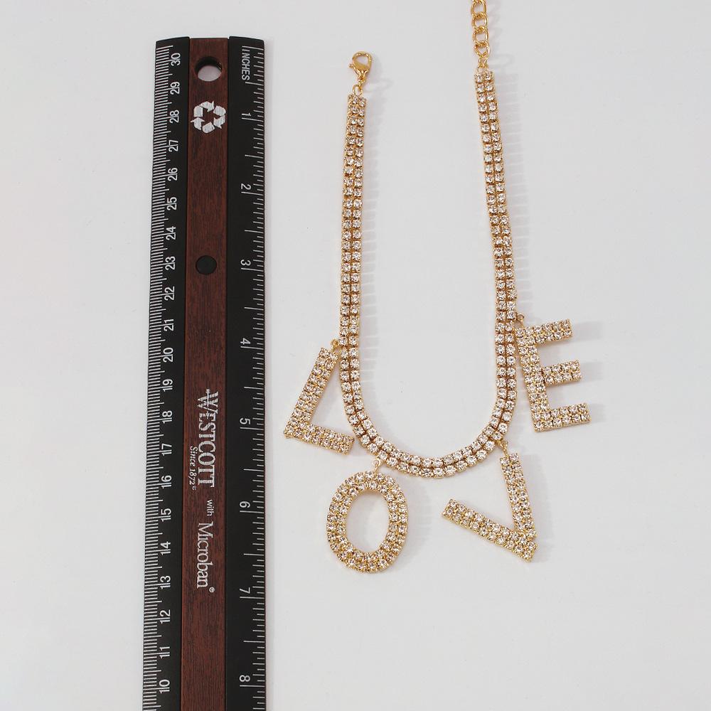 Women Exaggerated Jewelry Love Full Rhinestone Light Luxury Temperament Choker Personality Trendy Fashion Necklace For Women